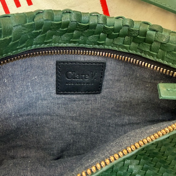 CLARE V. GRANDE FANNY in EVERGREEN Cross body handwoven Leather Bag  NWOT - Picture 6 of 7